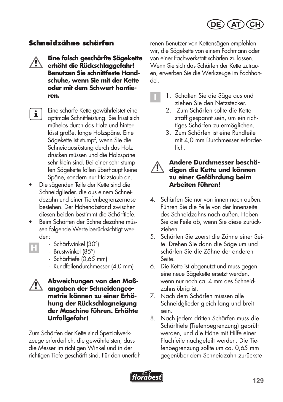 At ch de | Florabest FKS 2200 B1 User Manual | Page 129 / 140