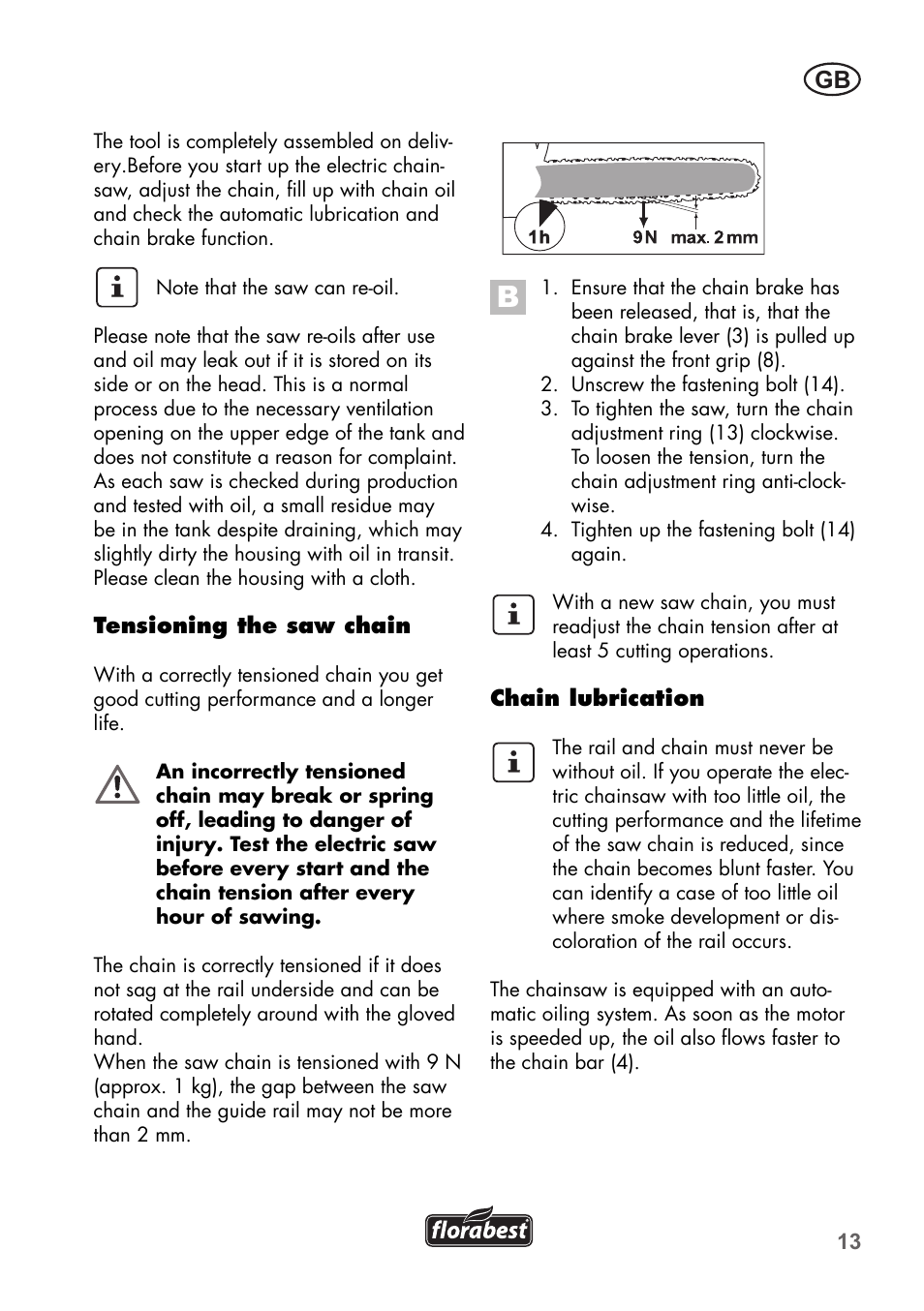 Florabest FKS 2200 B1 User Manual | Page 13 / 140