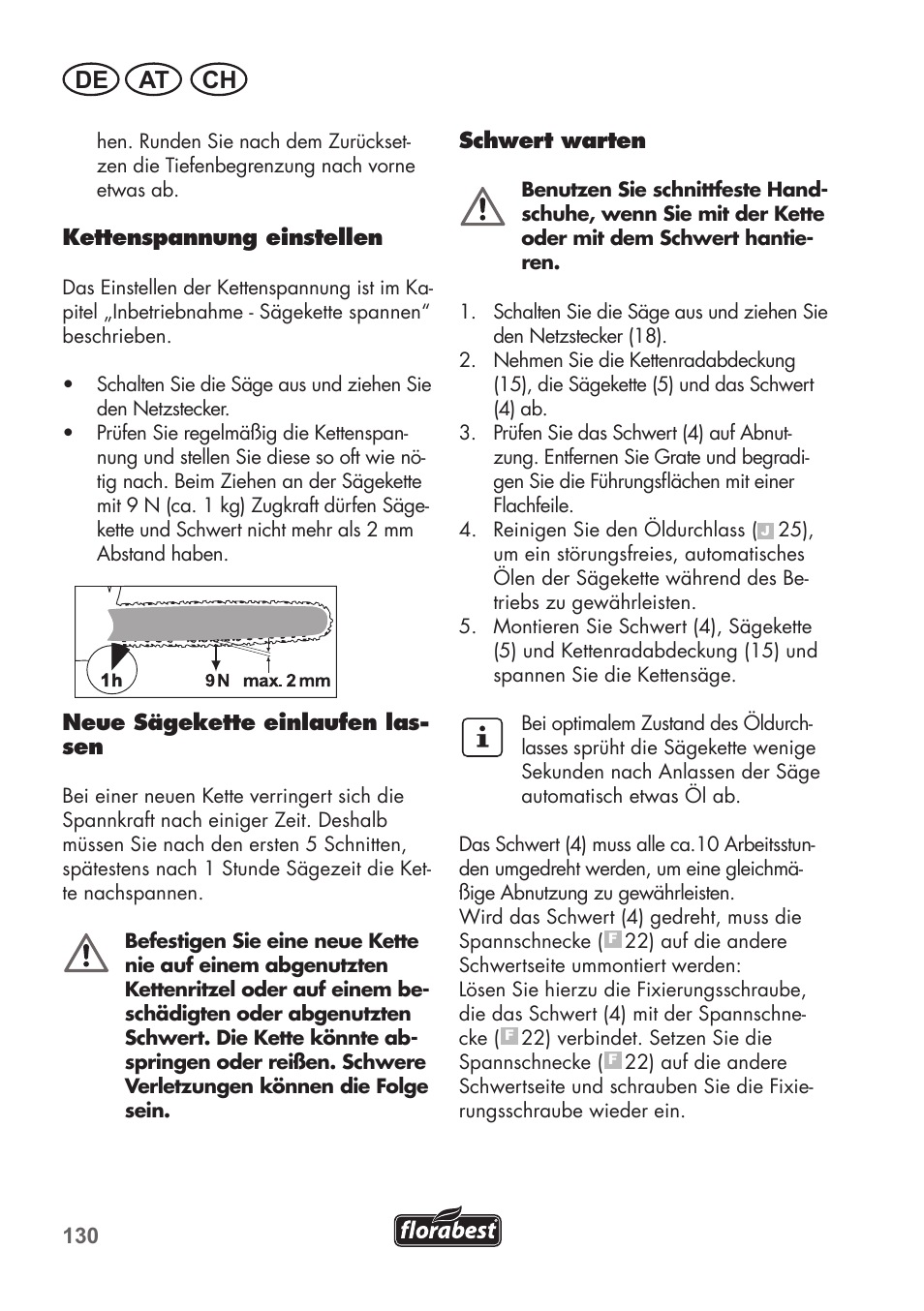 De at ch | Florabest FKS 2200 B1 User Manual | Page 130 / 140