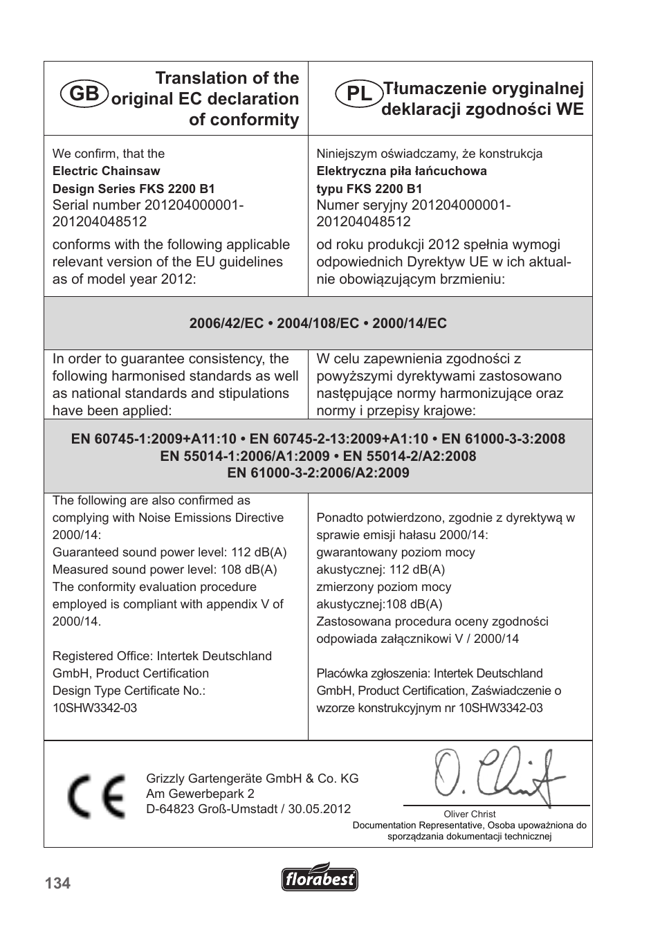 Gb pl | Florabest FKS 2200 B1 User Manual | Page 134 / 140