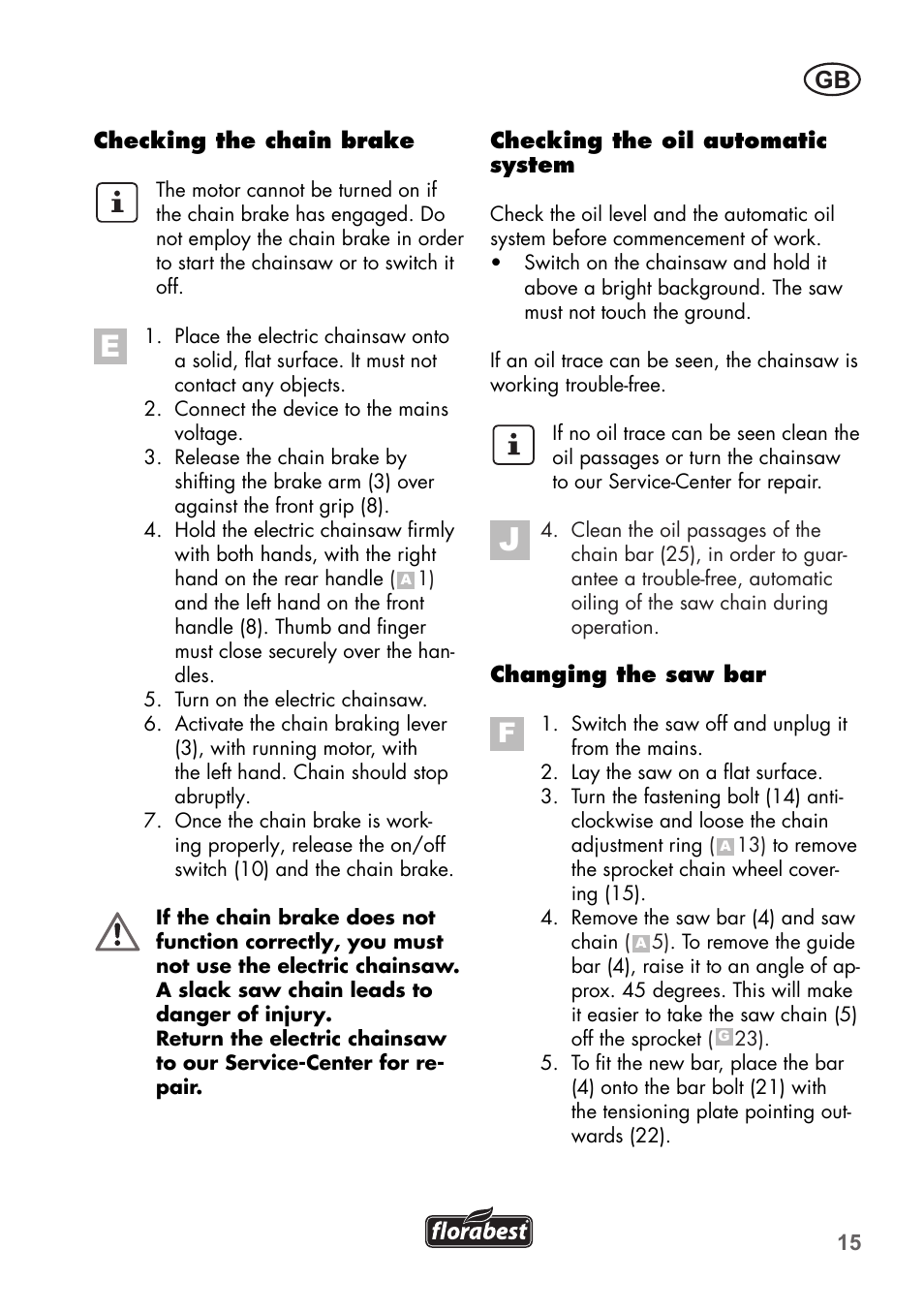 Florabest FKS 2200 B1 User Manual | Page 15 / 140