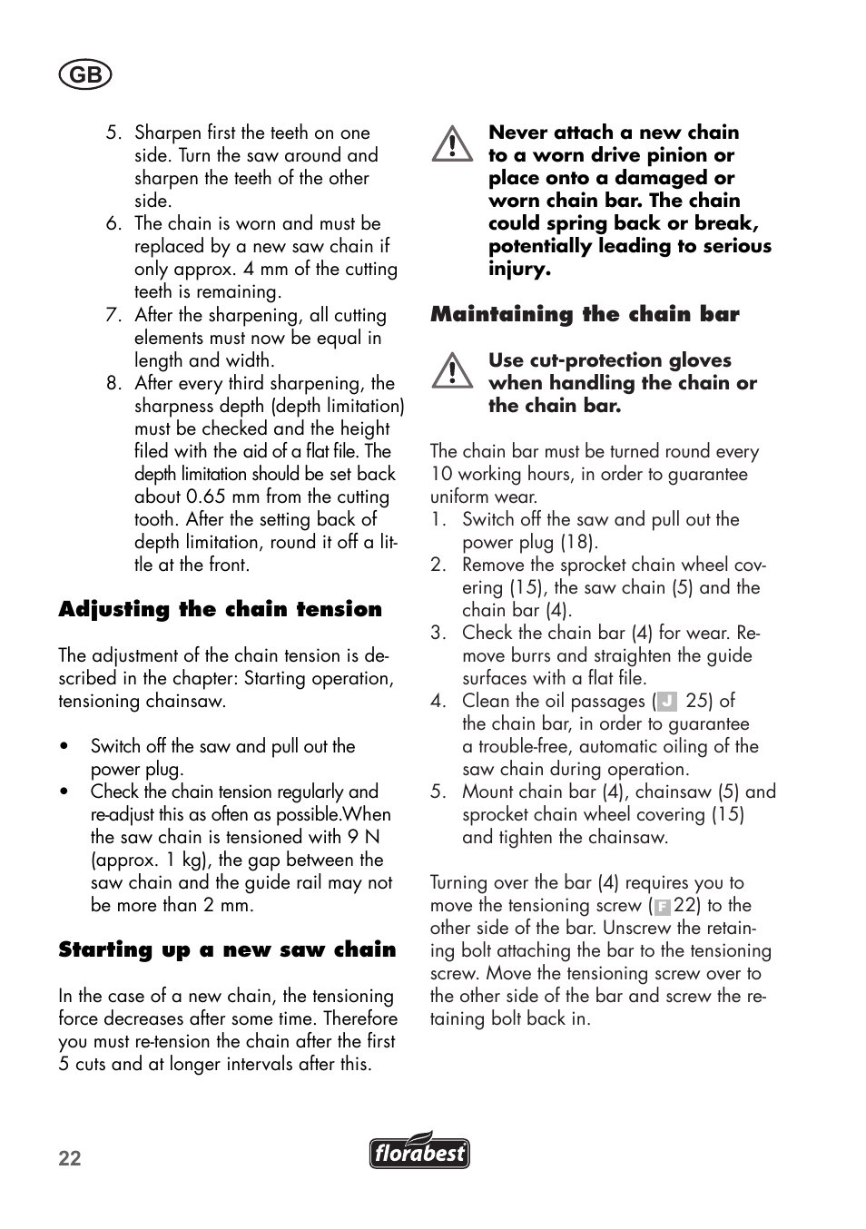 Florabest FKS 2200 B1 User Manual | Page 22 / 140