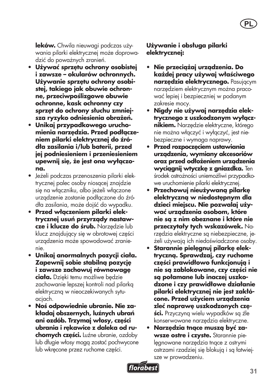 Florabest FKS 2200 B1 User Manual | Page 31 / 140
