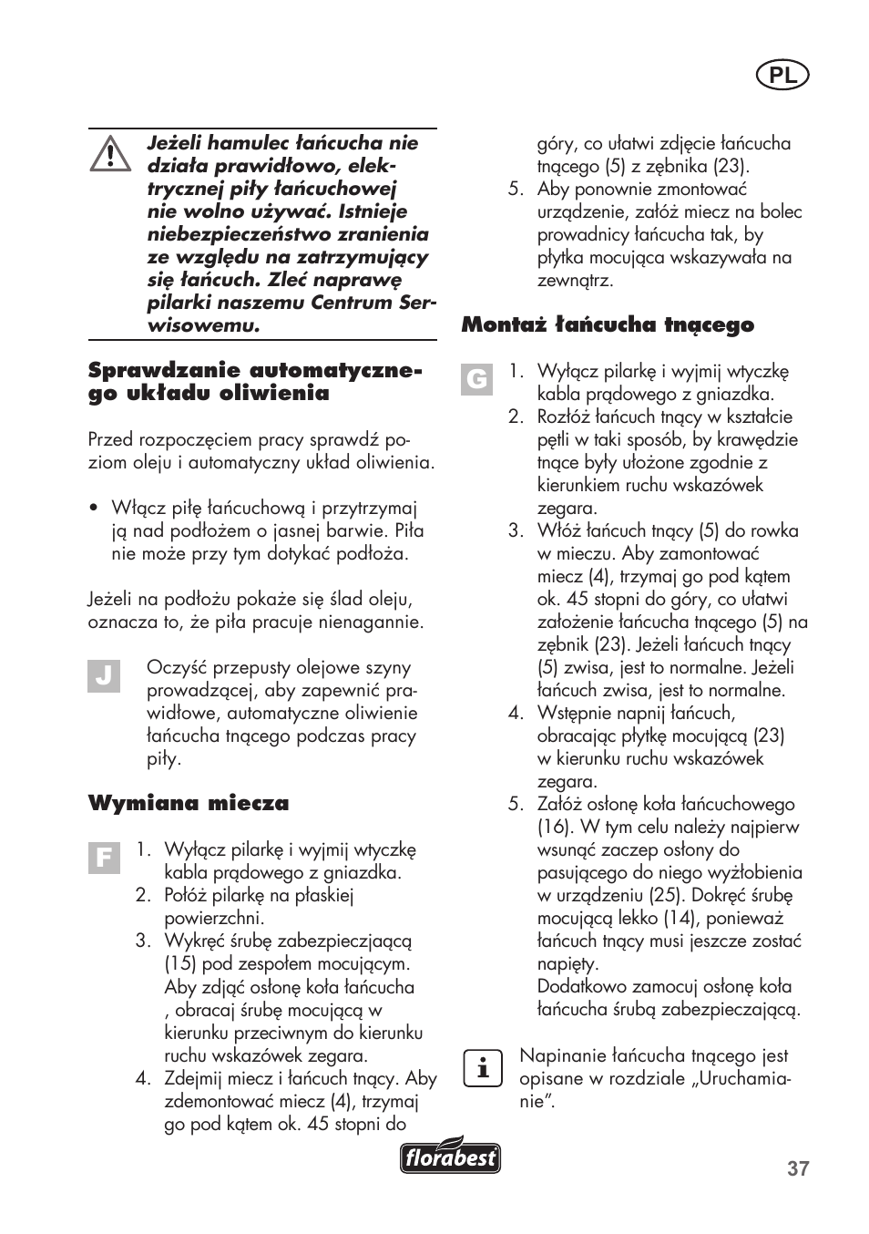 Florabest FKS 2200 B1 User Manual | Page 37 / 140