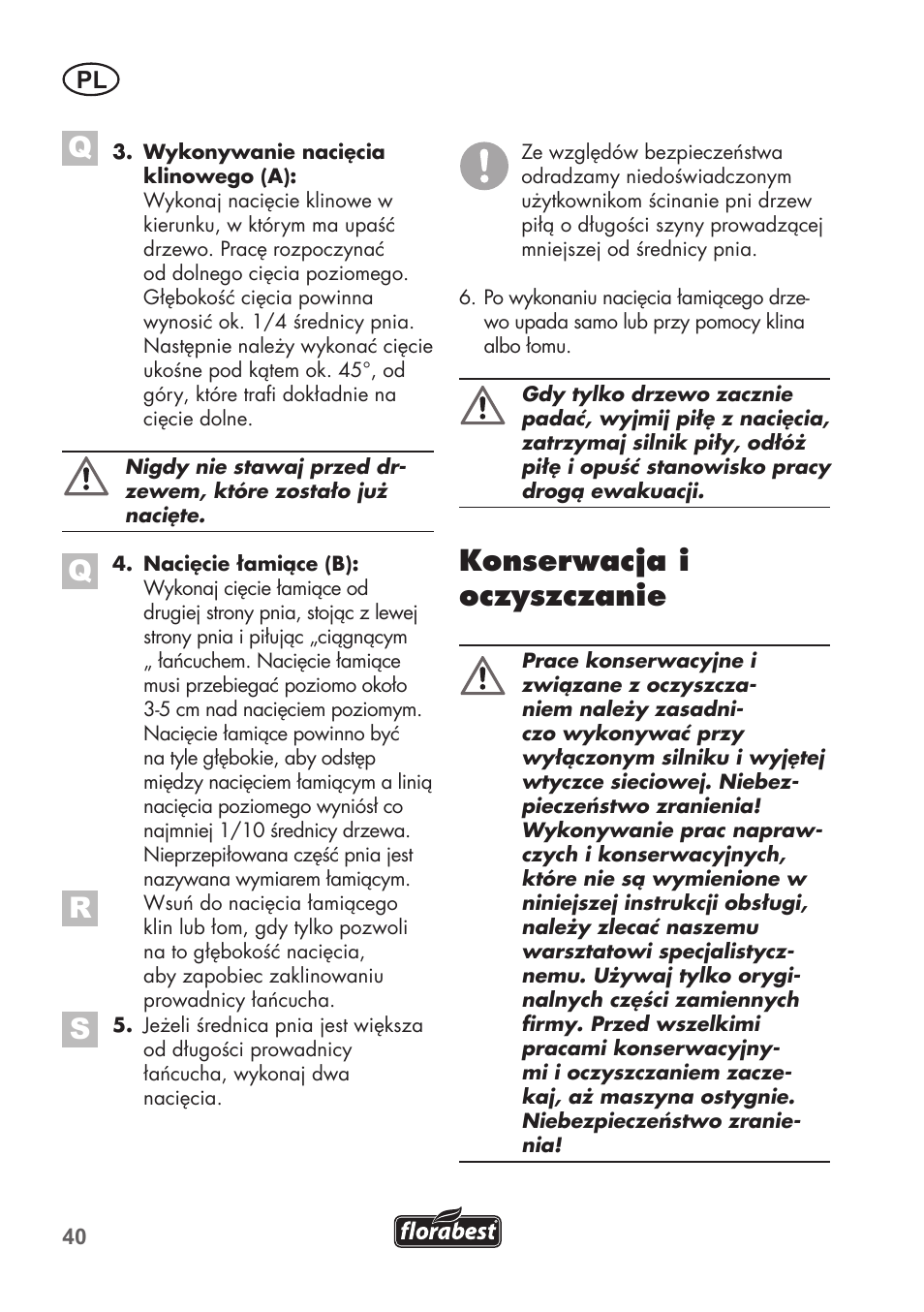 Konserwacja i oczyszczanie | Florabest FKS 2200 B1 User Manual | Page 40 / 140