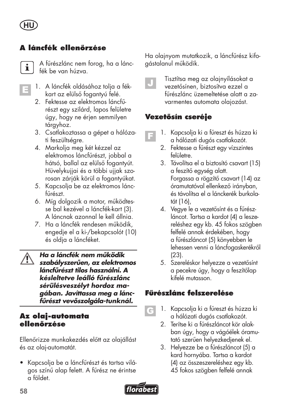 Florabest FKS 2200 B1 User Manual | Page 58 / 140