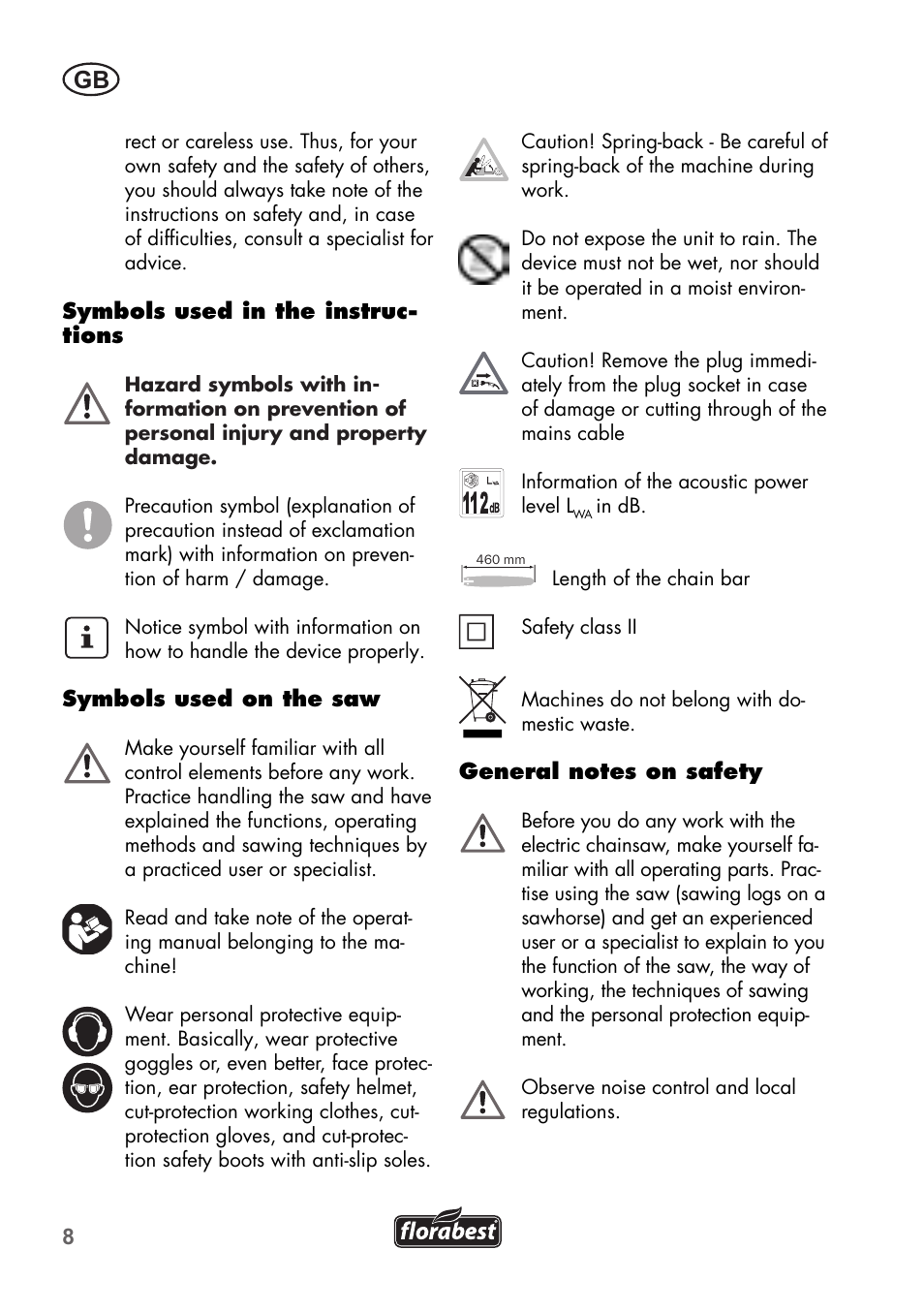 Florabest FKS 2200 B1 User Manual | Page 8 / 140