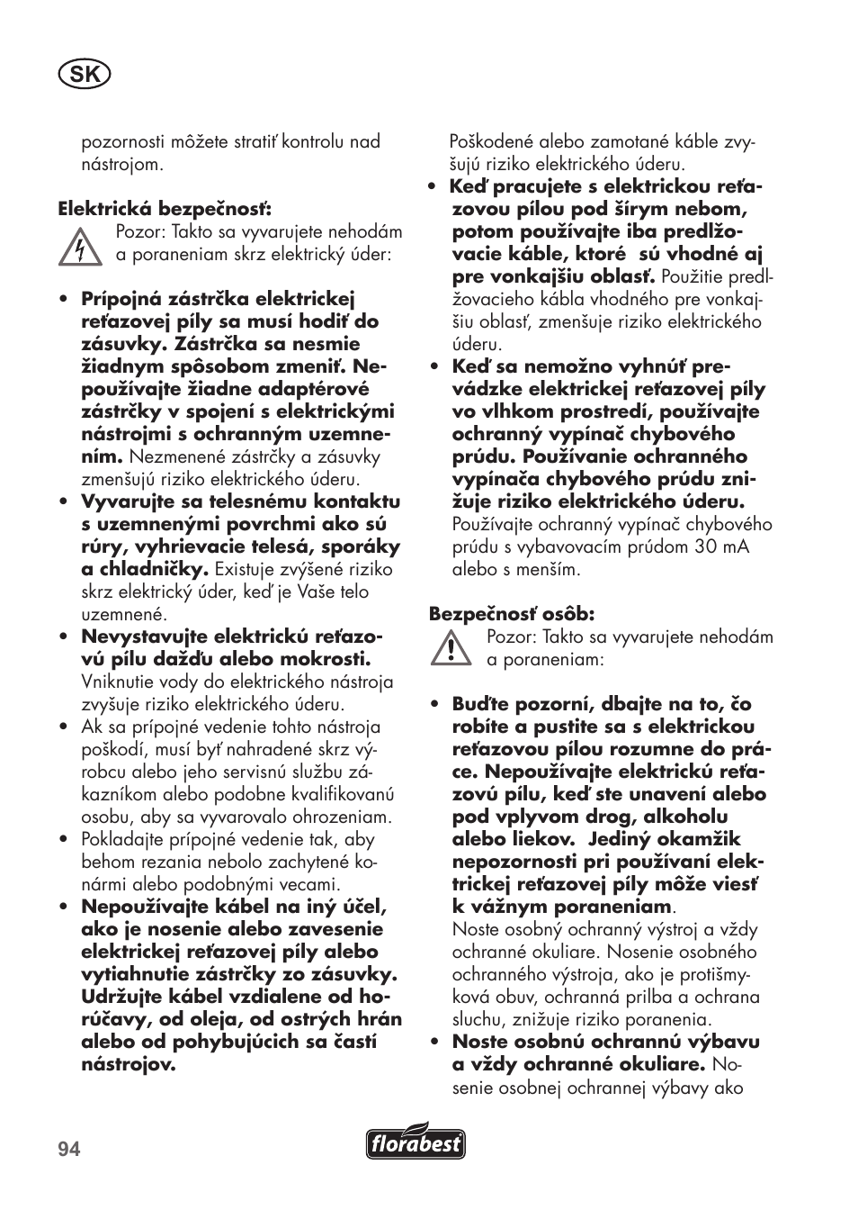 Florabest FKS 2200 B1 User Manual | Page 94 / 140
