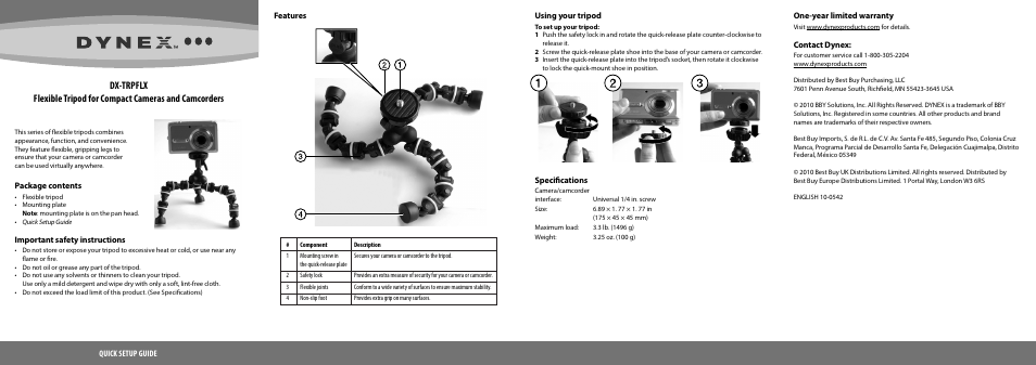 Dynex DX-TRPFLX User Manual | 1 page