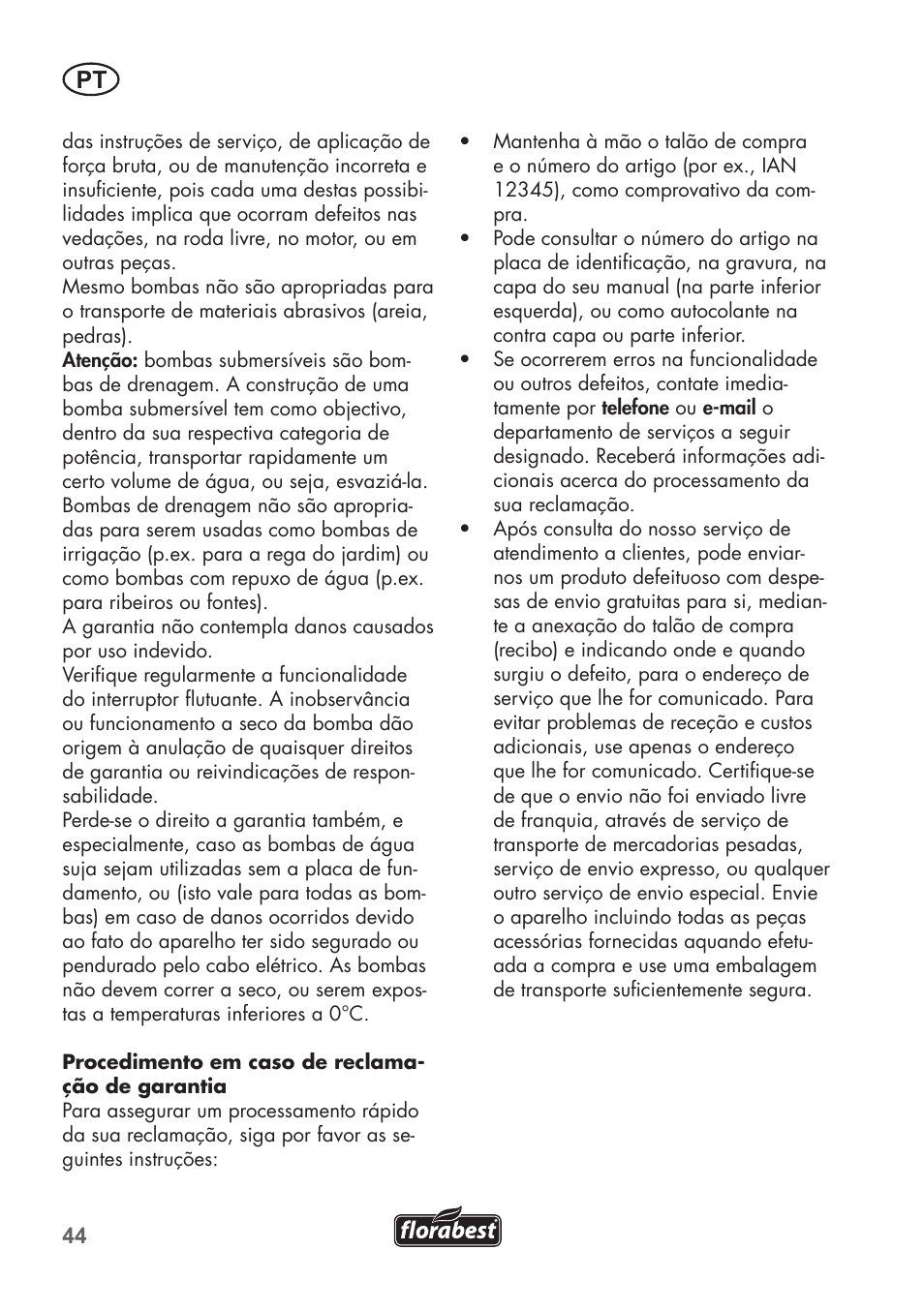 Florabest FTP 400 A1 User Manual | Page 44 / 76