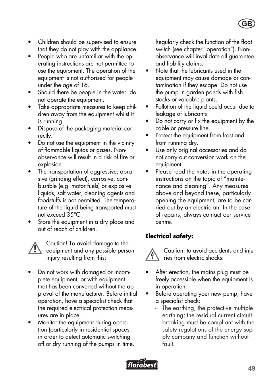 Florabest FTP 400 A1 User Manual | Page 49 / 76