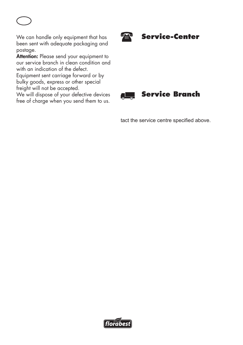 Service-center, Service branch | Florabest FHV 32 A1 User Manual | Page 18 / 22