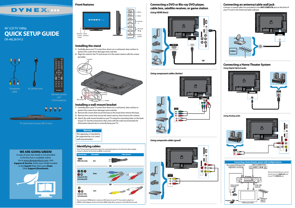 Dynex DX-46L261A12 User Manual | 2 pages