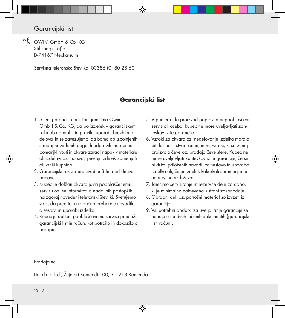 Garancijski list | Florabest Z30688 User Manual | Page 20 / 33