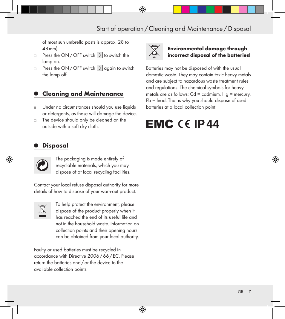 Cleaning and maintenance, Disposal | Florabest Z30688 User Manual | Page 7 / 33