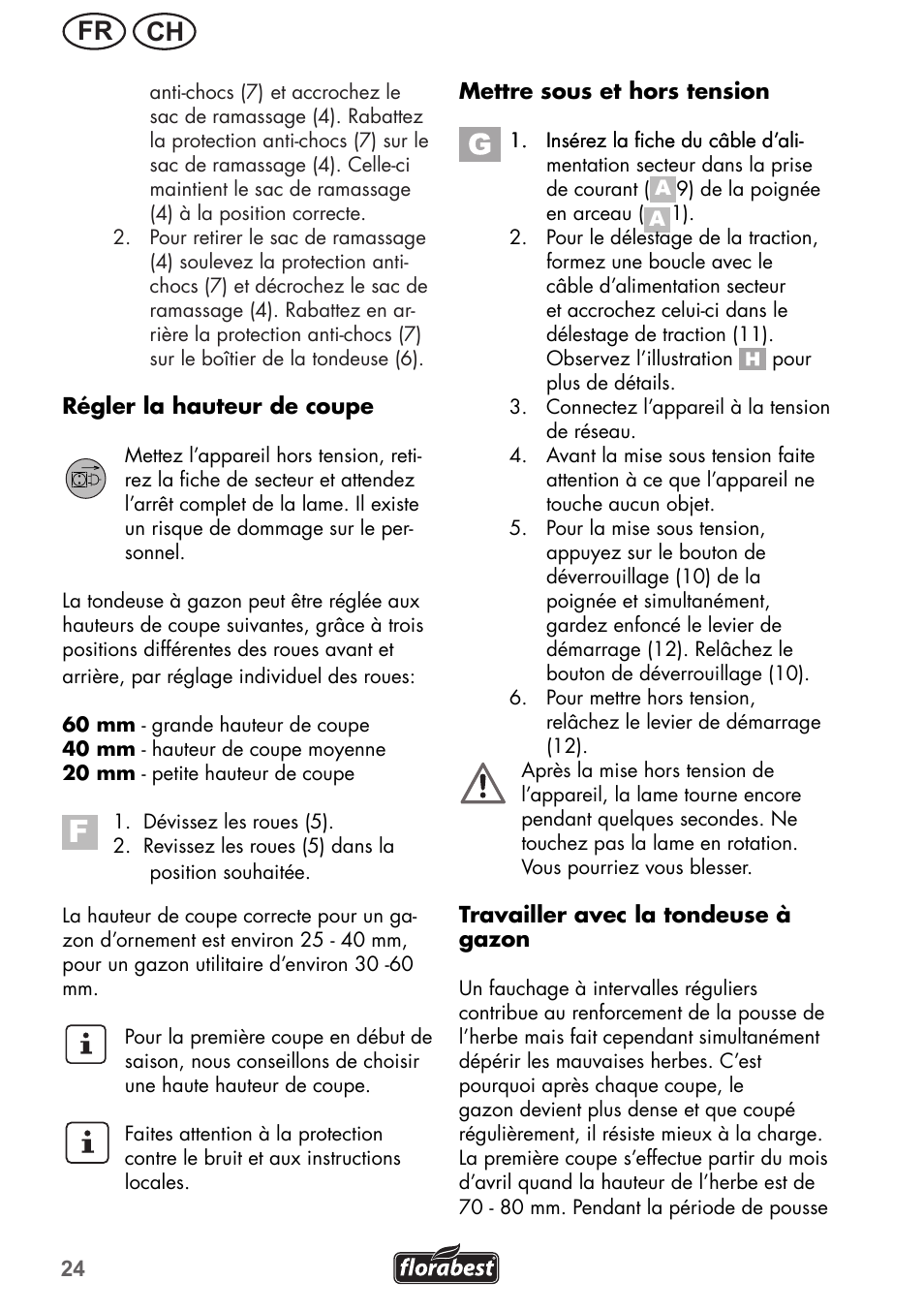 Ch fr | Florabest FRM 1200 B3 User Manual | Page 24 / 60