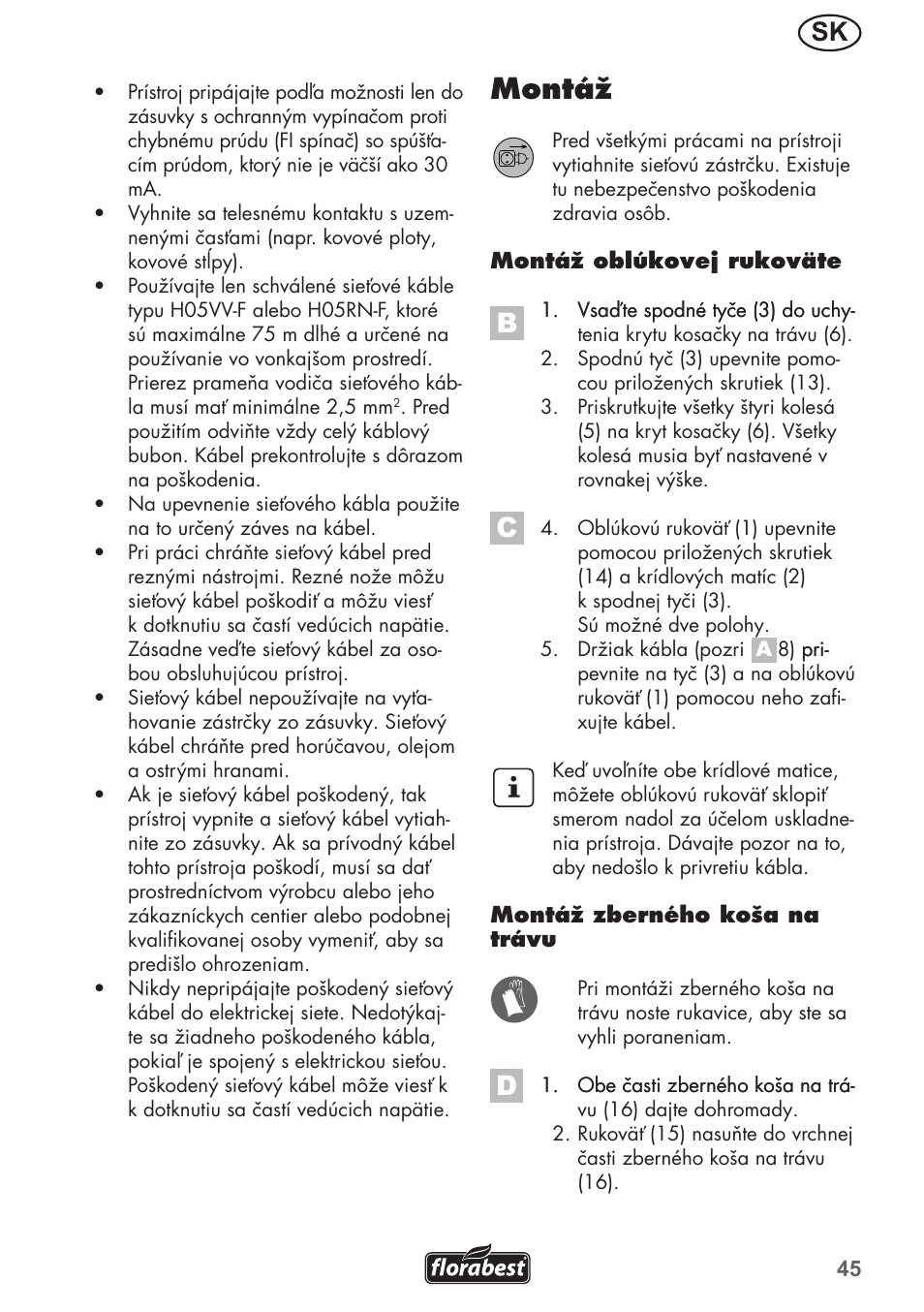 Montáž | Florabest FRM 1200 B3 User Manual | Page 45 / 72