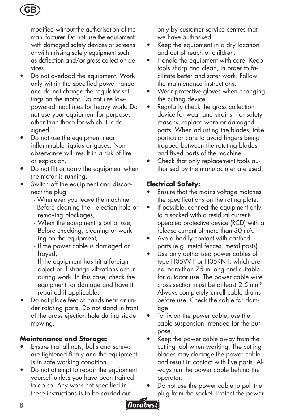 Florabest FRM 1200 B3 User Manual | Page 8 / 72