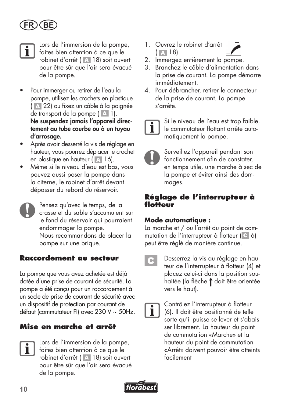 Fr be | Florabest FRP 350 C2 User Manual | Page 10 / 56