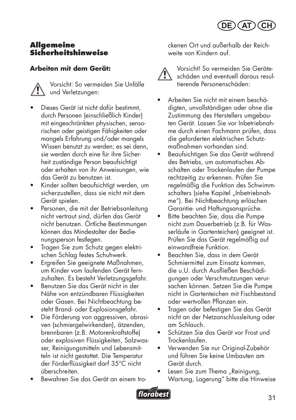 De at ch | Florabest FRP 350 C2 User Manual | Page 31 / 56