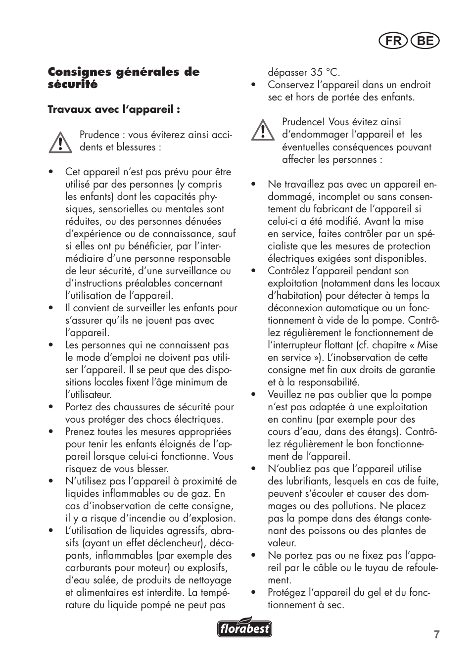 Fr be | Florabest FRP 350 C2 User Manual | Page 7 / 56