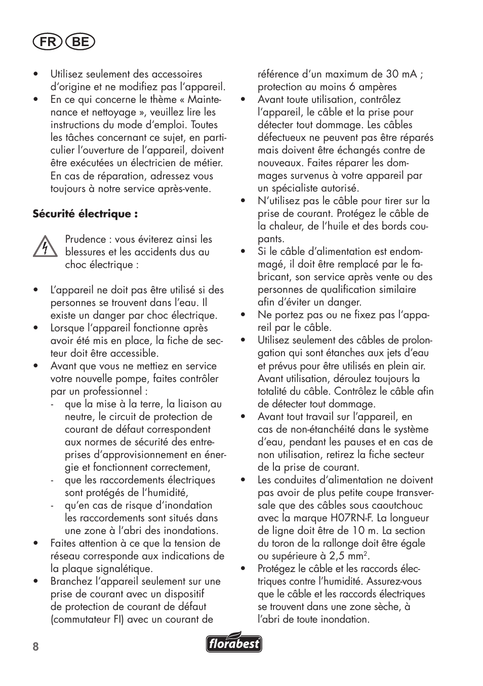 Fr be | Florabest FRP 350 C2 User Manual | Page 8 / 56