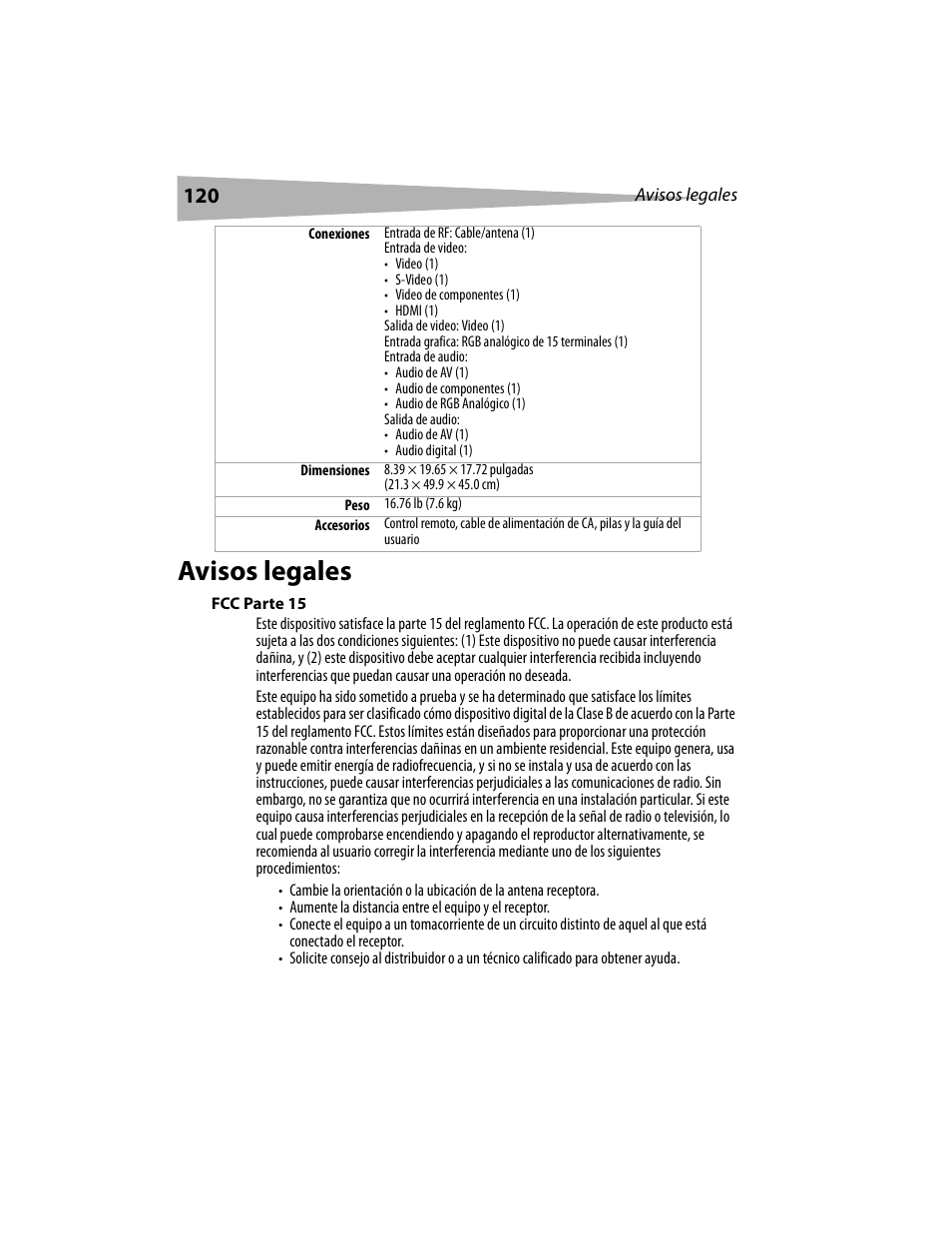 Avisos legales | Dynex DX-LCD19 User Manual | Page 120 / 124