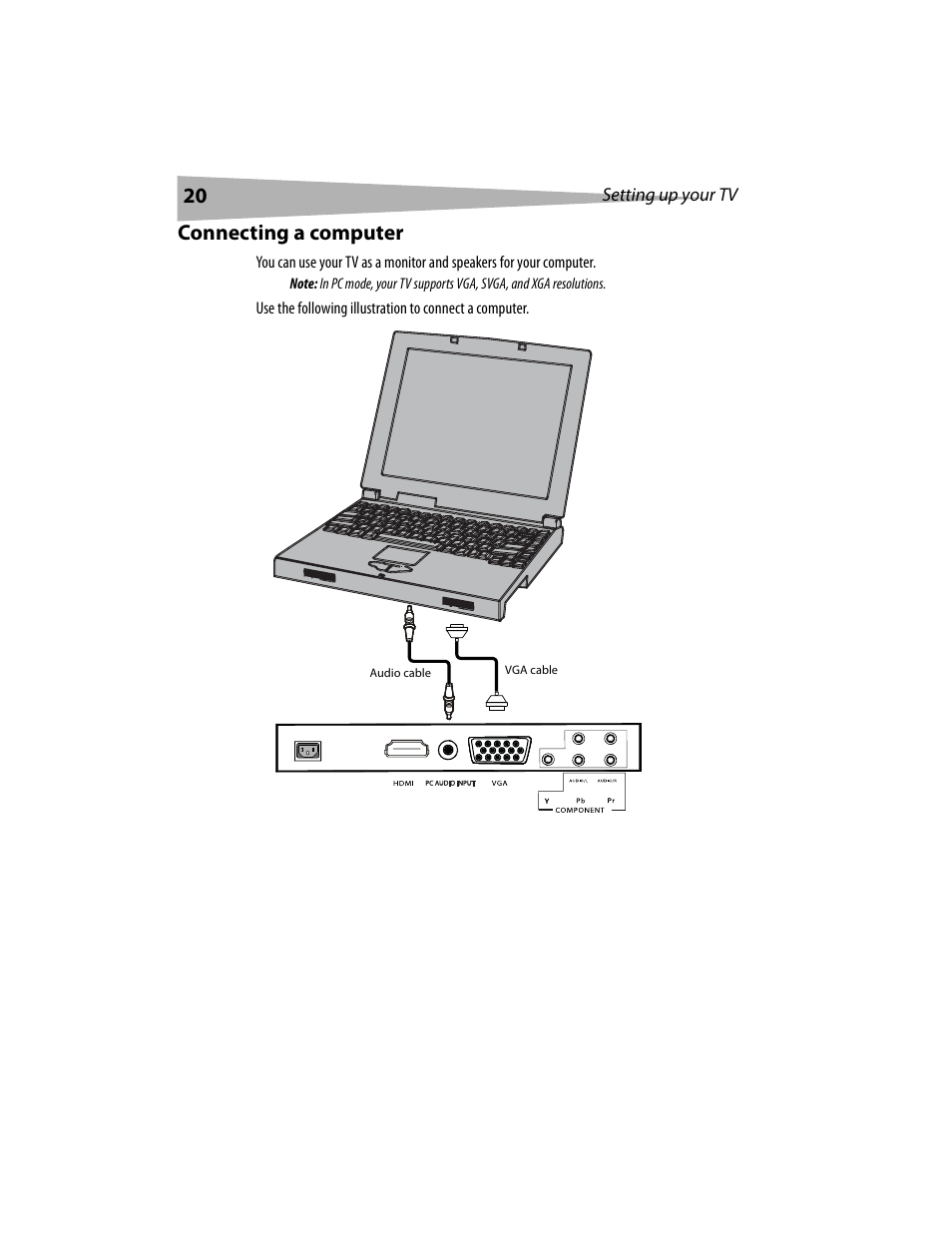 Connecting a computer | Dynex DX-LCD19 User Manual | Page 20 / 124