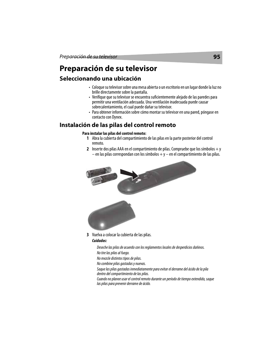 Preparación de su televisor | Dynex DX-LCD19 User Manual | Page 95 / 124