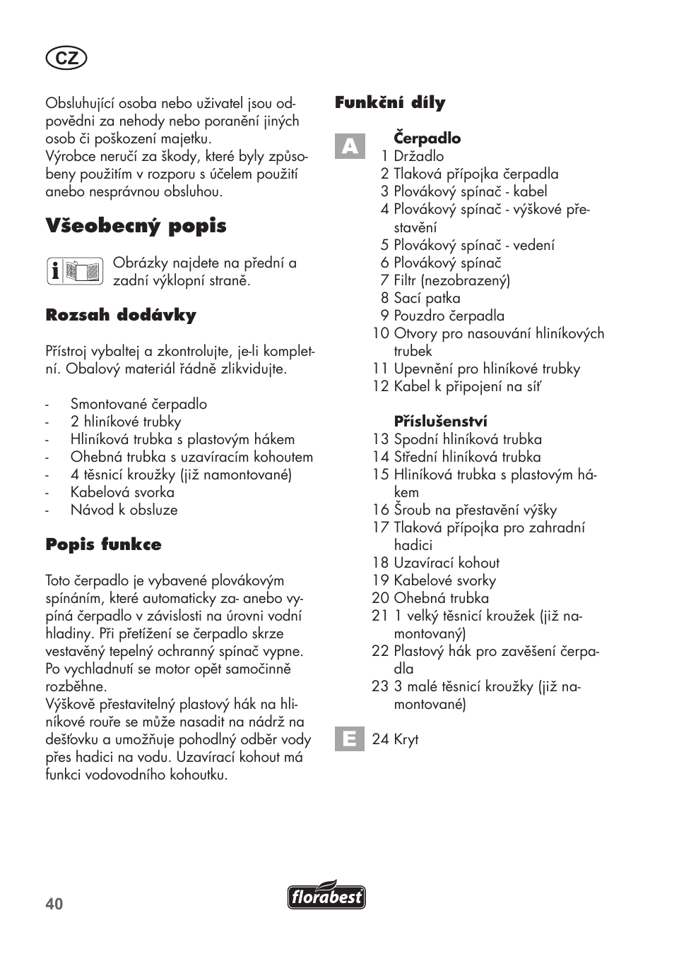 Všeobecný popis | Florabest FRP 350 C2 User Manual | Page 40 / 80