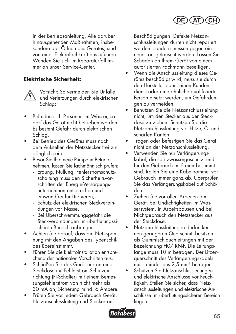 De at ch | Florabest FRP 350 C2 User Manual | Page 65 / 80