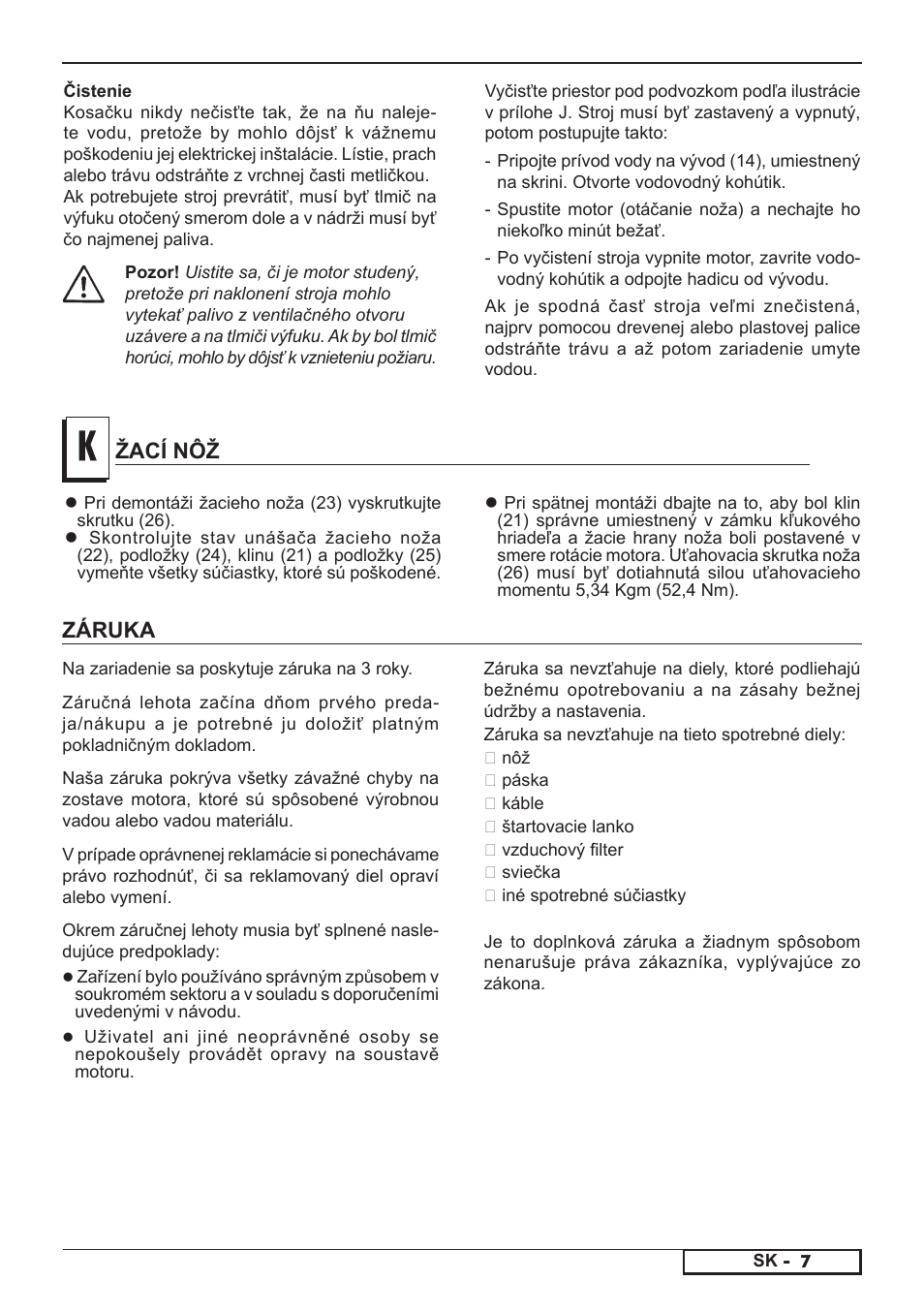 Záruka žací nôž | Florabest FBM 575 A1 User Manual | Page 27 / 48