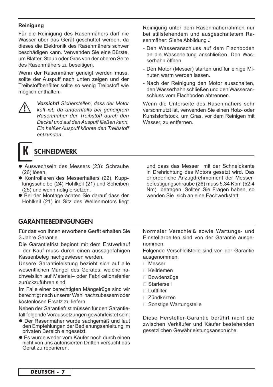 Schneidwerk, Garantiebedingungen | Florabest FBM 575 A1 User Manual | Page 36 / 48