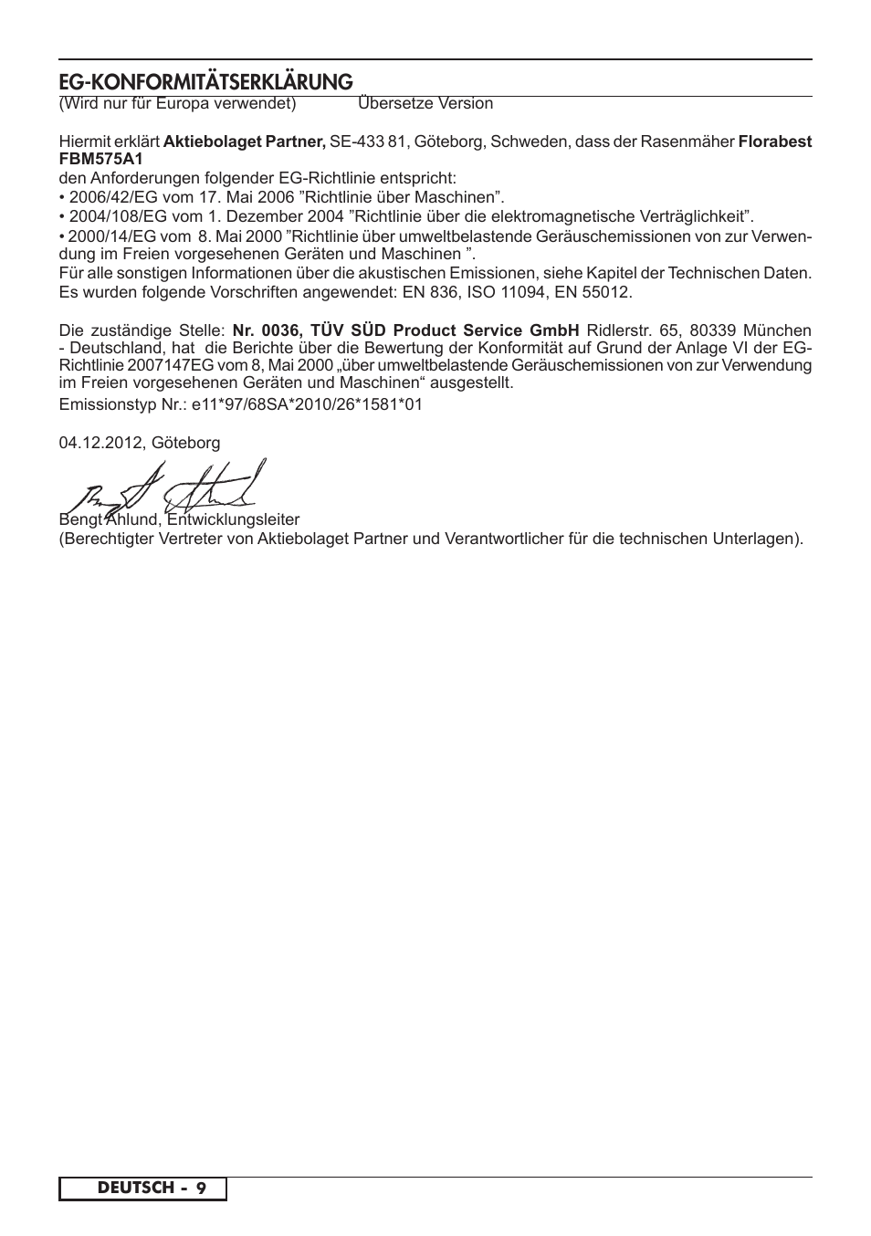 Eg-konformitätserklärung | Florabest FBM 575 A1 User Manual | Page 38 / 48