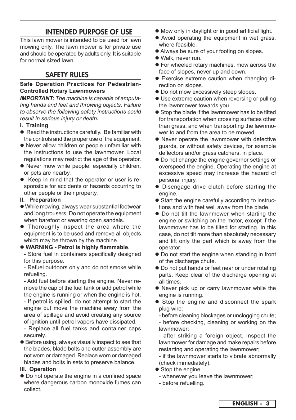 Safety rules, Intended purpose of use | Florabest FBM 575 A1 User Manual | Page 5 / 48