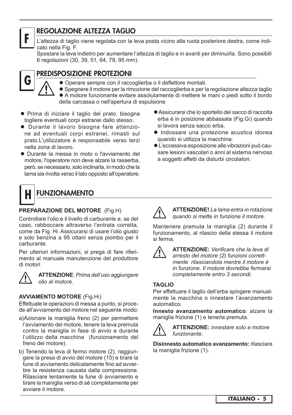 Regolazione altezza taglio, Predisposizione protezioni, Funzionamento | Florabest FBM 575 A1 User Manual | Page 25 / 46