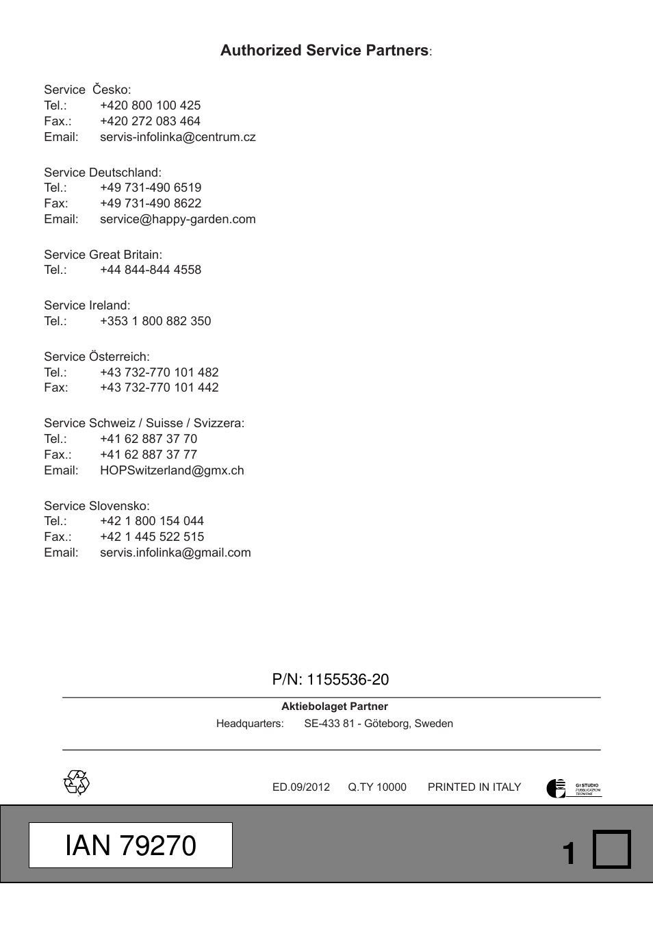 Authorized service partners | Florabest FBM 575 A1 User Manual | Page 46 / 46
