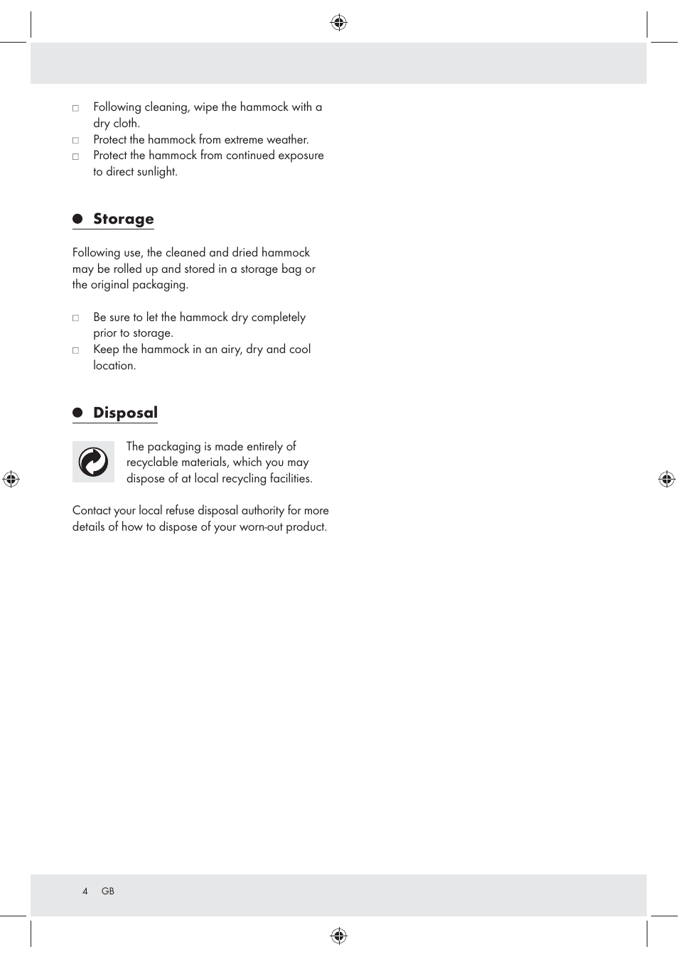 Storage, Disposal | Florabest Z30700 User Manual | Page 4 / 13