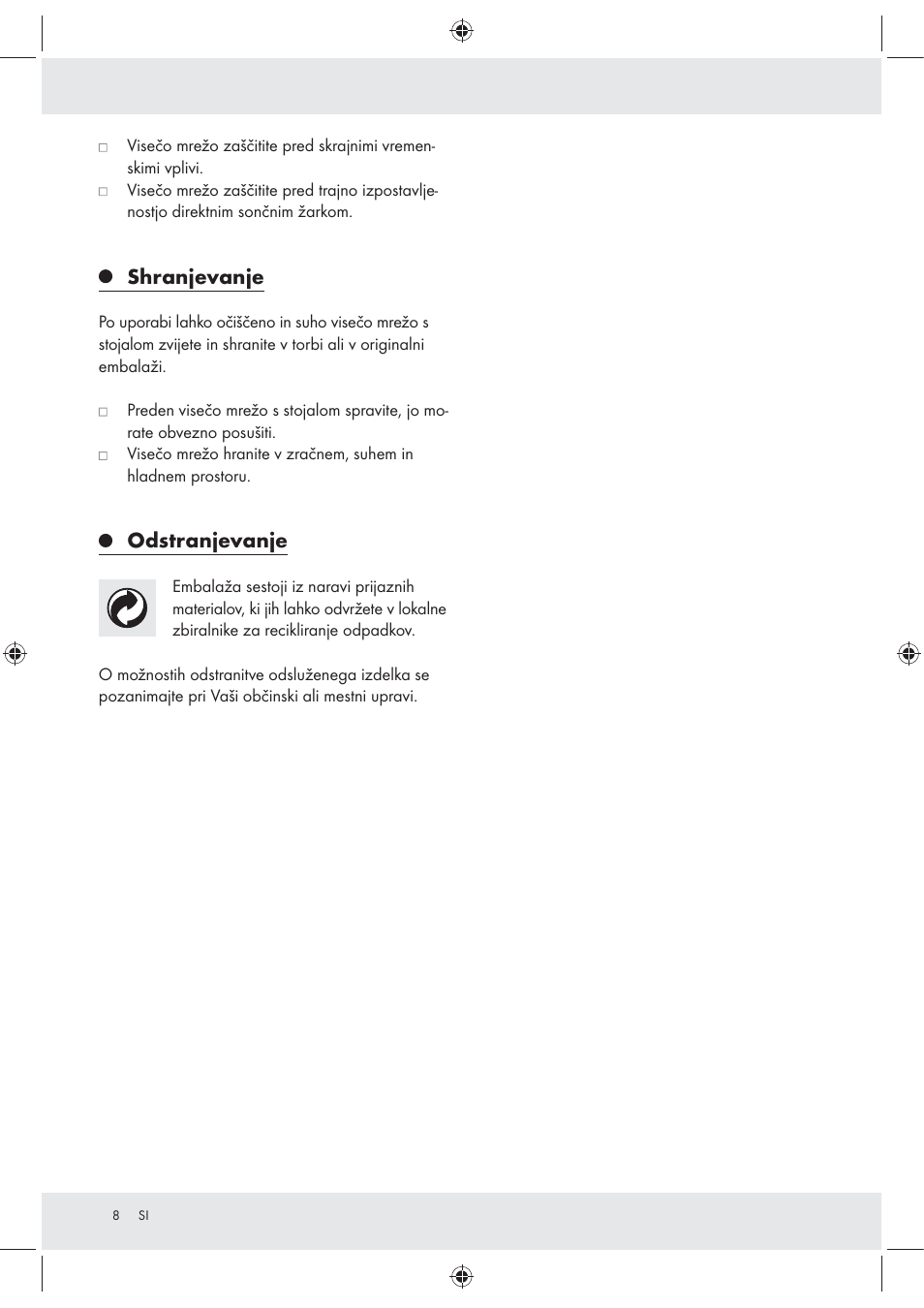 Shranjevanje, Odstranjevanje | Florabest Z30700 User Manual | Page 8 / 13