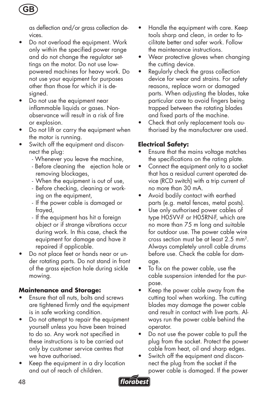 Florabest FRM 1800 A1 User Manual | Page 48 / 60