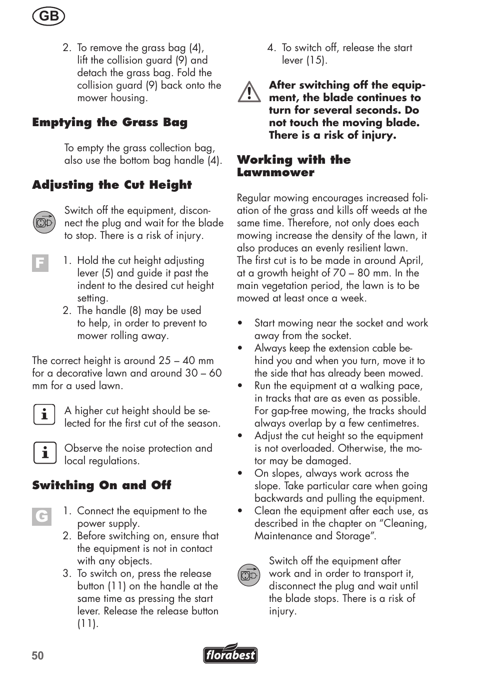 Florabest FRM 1800 A1 User Manual | Page 50 / 60