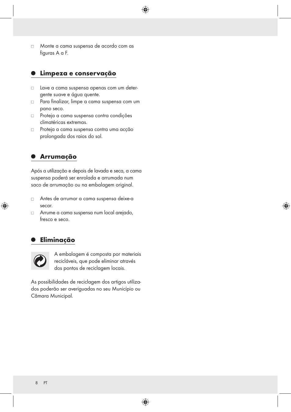 Limpeza e conservação, Arrumação, Eliminação | Florabest Z30700 User Manual | Page 8 / 15