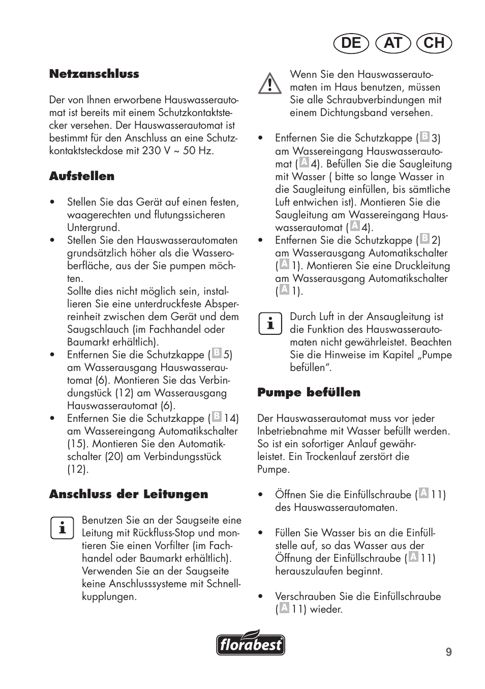 Ch at de | Florabest FHa 1100 B2 User Manual | Page 9 / 48