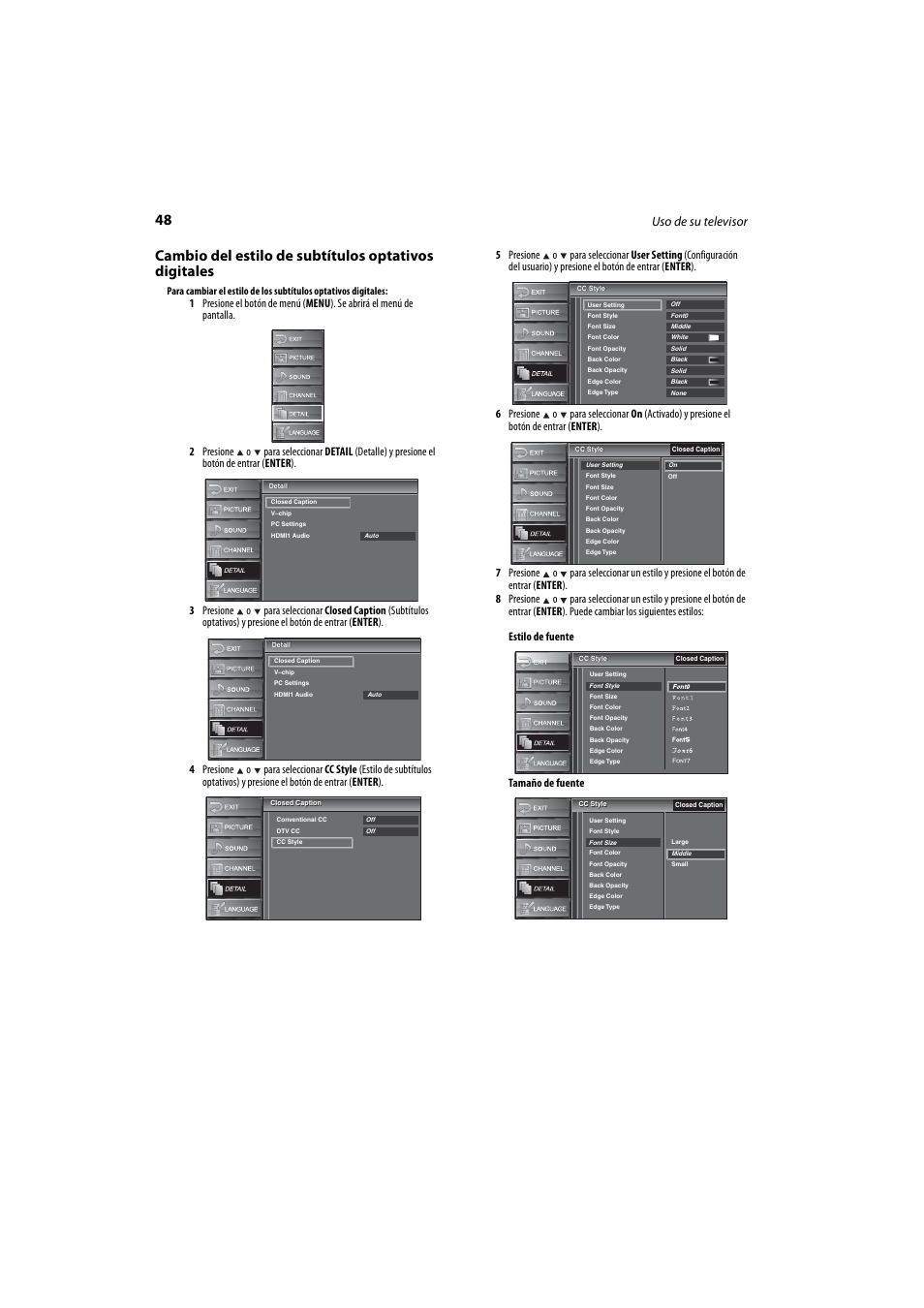 Na 48, Uso de su televisor | Dynex DX-LCD37-09 User Manual | Page 48 / 64