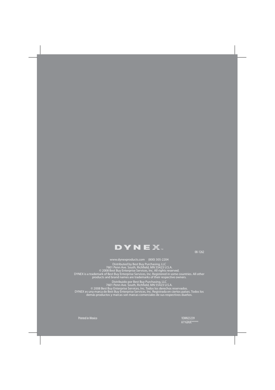 Dynex DX-LCD37-09 User Manual | Page 64 / 64