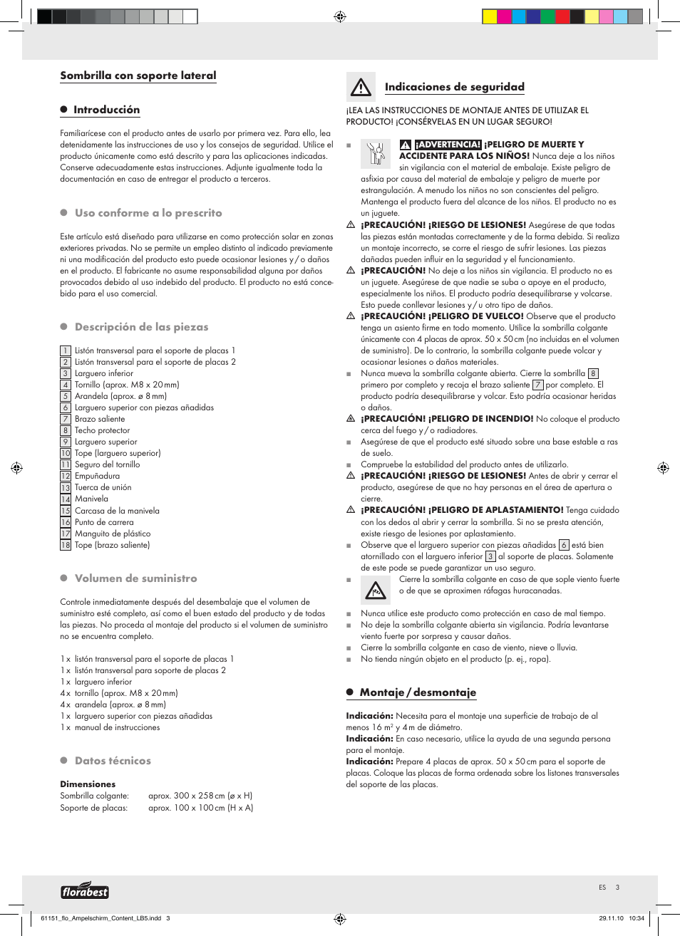 Florabest Cantilever Parasol User Manual | 13 pages