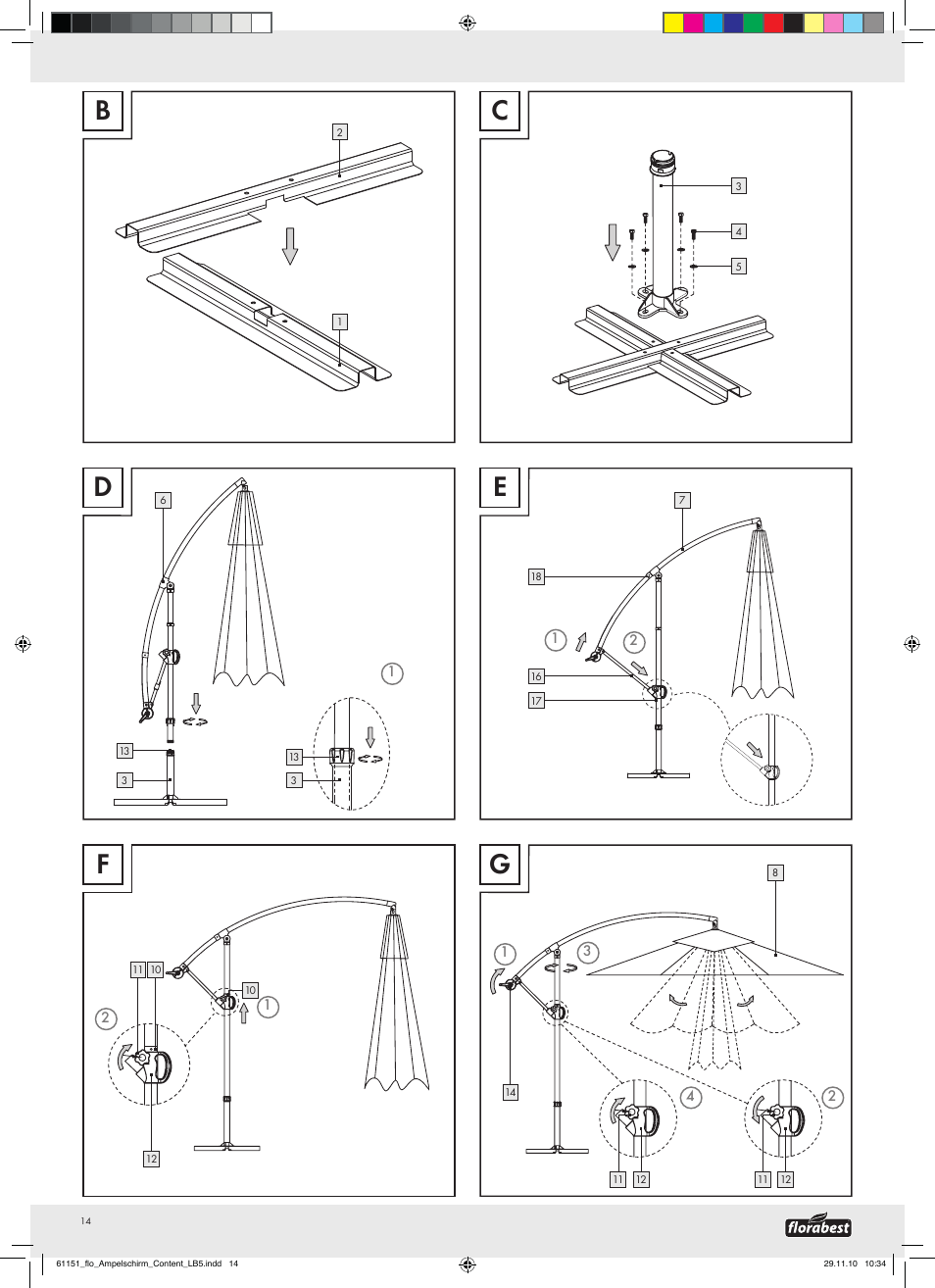 De f g | Florabest Cantilever Parasol User Manual | Page 12 / 13