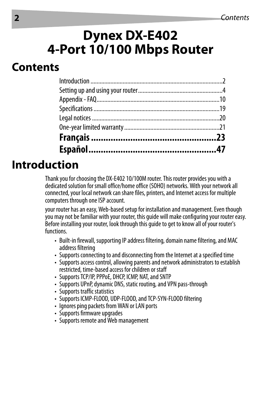 Dynex DX-E402 User Manual | Page 2 / 71