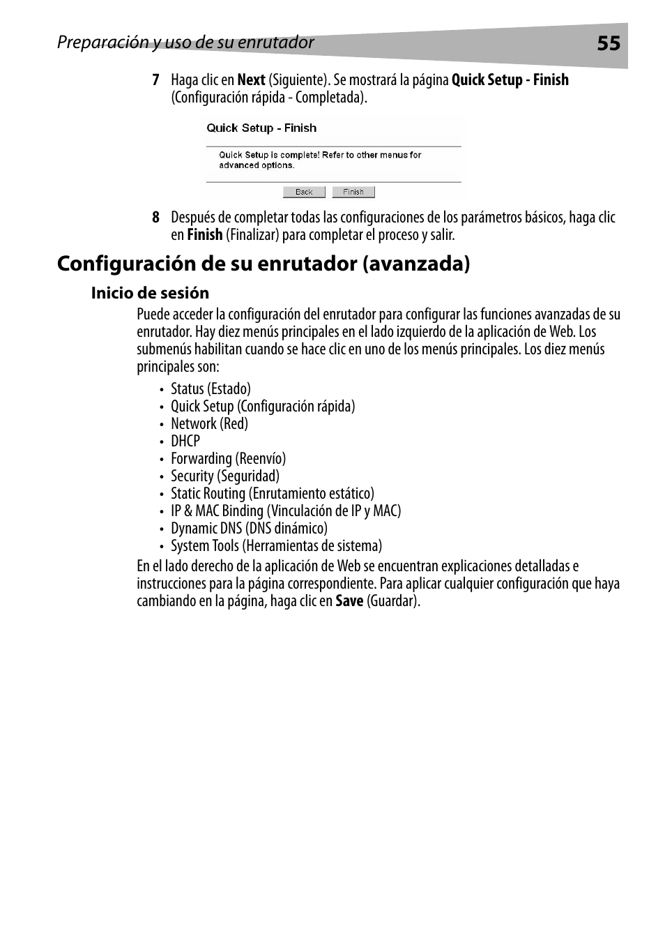 Configuración de su enrutador (avanzada), Inicio de sesión | Dynex DX-E402 User Manual | Page 55 / 71
