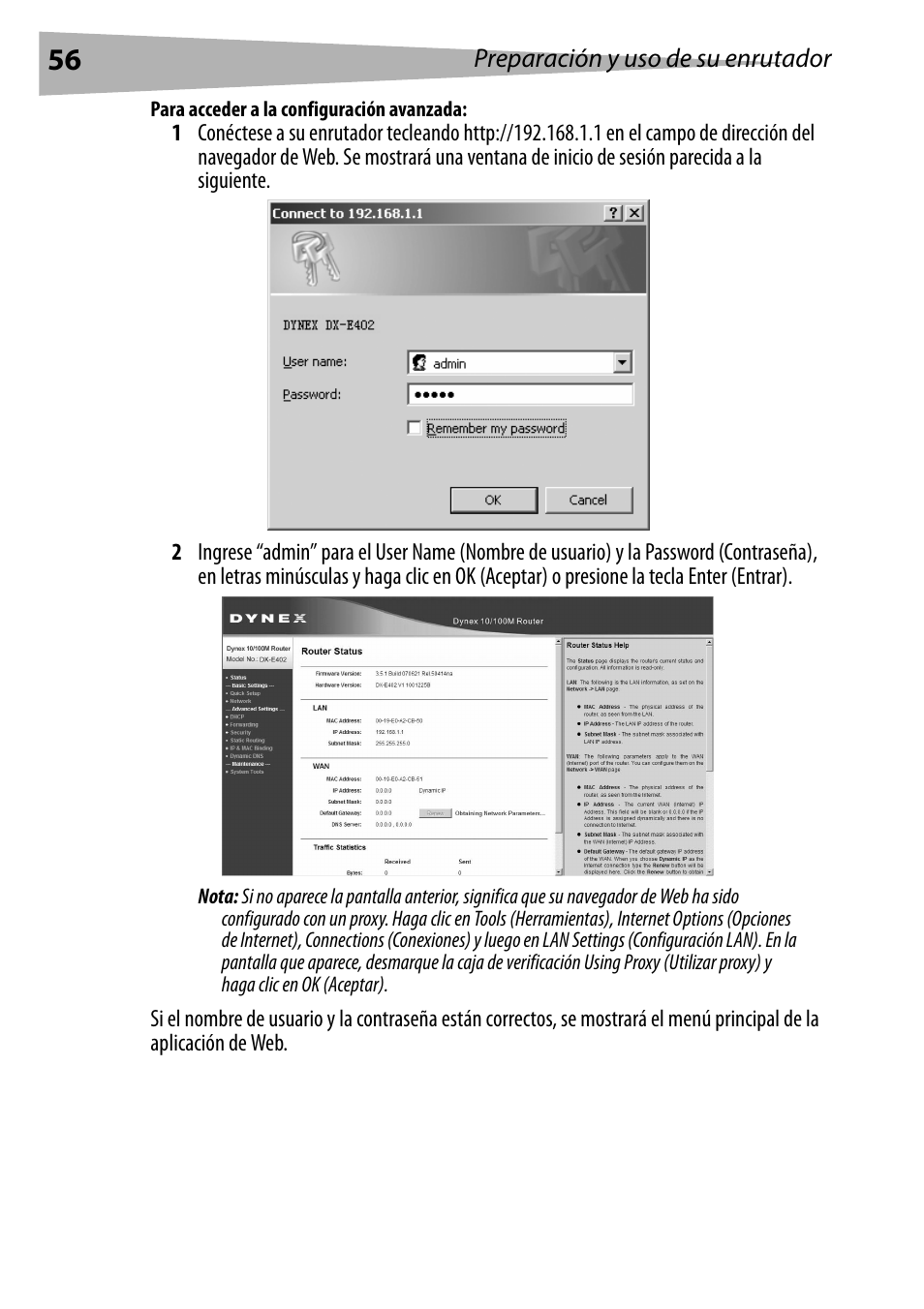 Para acceder a la configuración avanzada | Dynex DX-E402 User Manual | Page 56 / 71